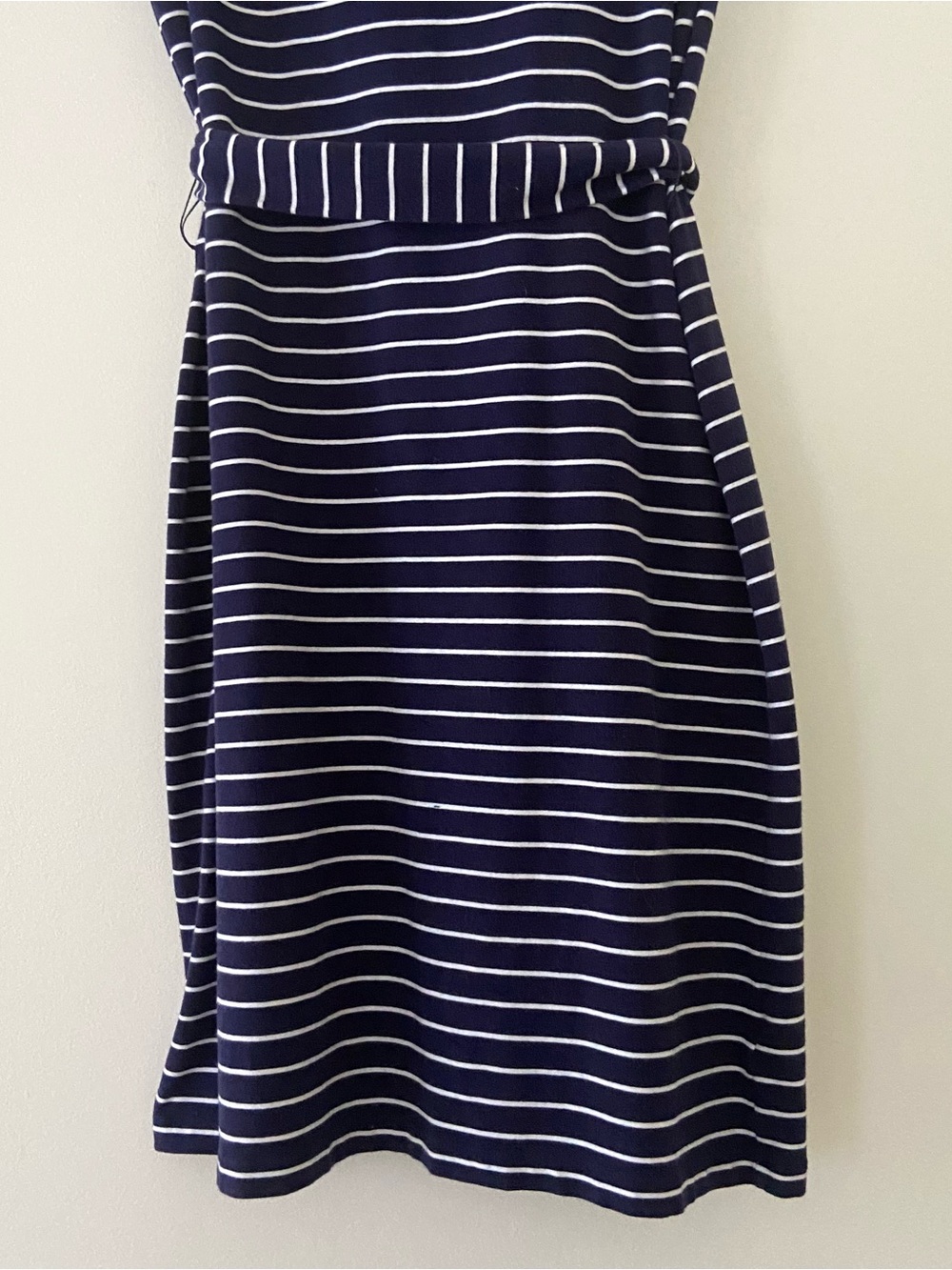 Lauren Ralph Lauren Navy Striped Dress Size Large Belted Nautical Coastal Preppy - Picture 3 of 9